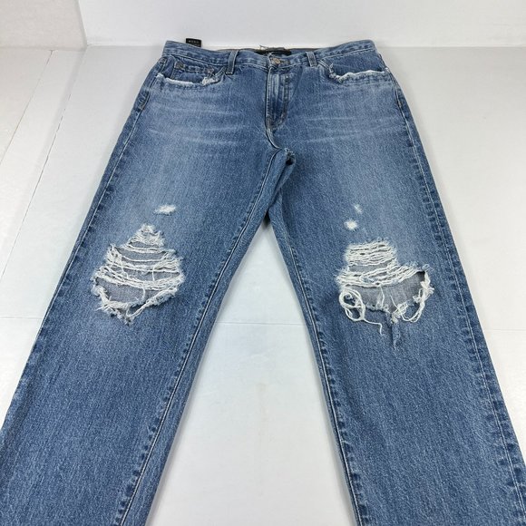 J Brand Jeans Women's 28 Tate Boyfriend Senska Destruct Blue Distressed Denim - Picture 1 of 16